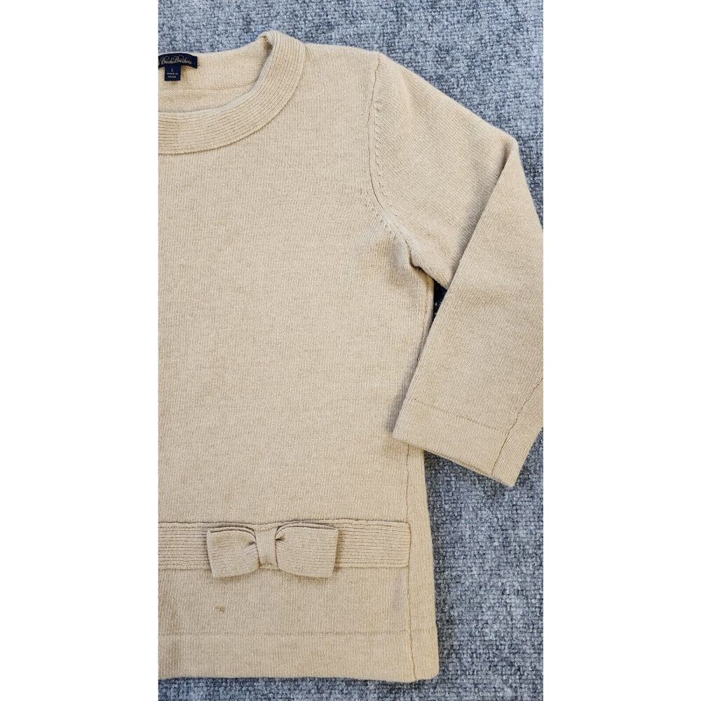 Brooks Brothers Sweater Womens Large Beige Tan Lambs Wool Soft Cozy Cottage Bow - Picture 11 of 15